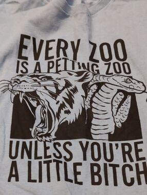 Every Zoo Is A Petting Zoo Light Blue Tee with Black Reptile & Big Cat Graphic